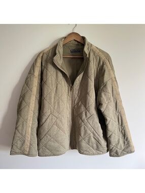 Bagatelle Collection Large Quilted Beige Jacket with Zipper